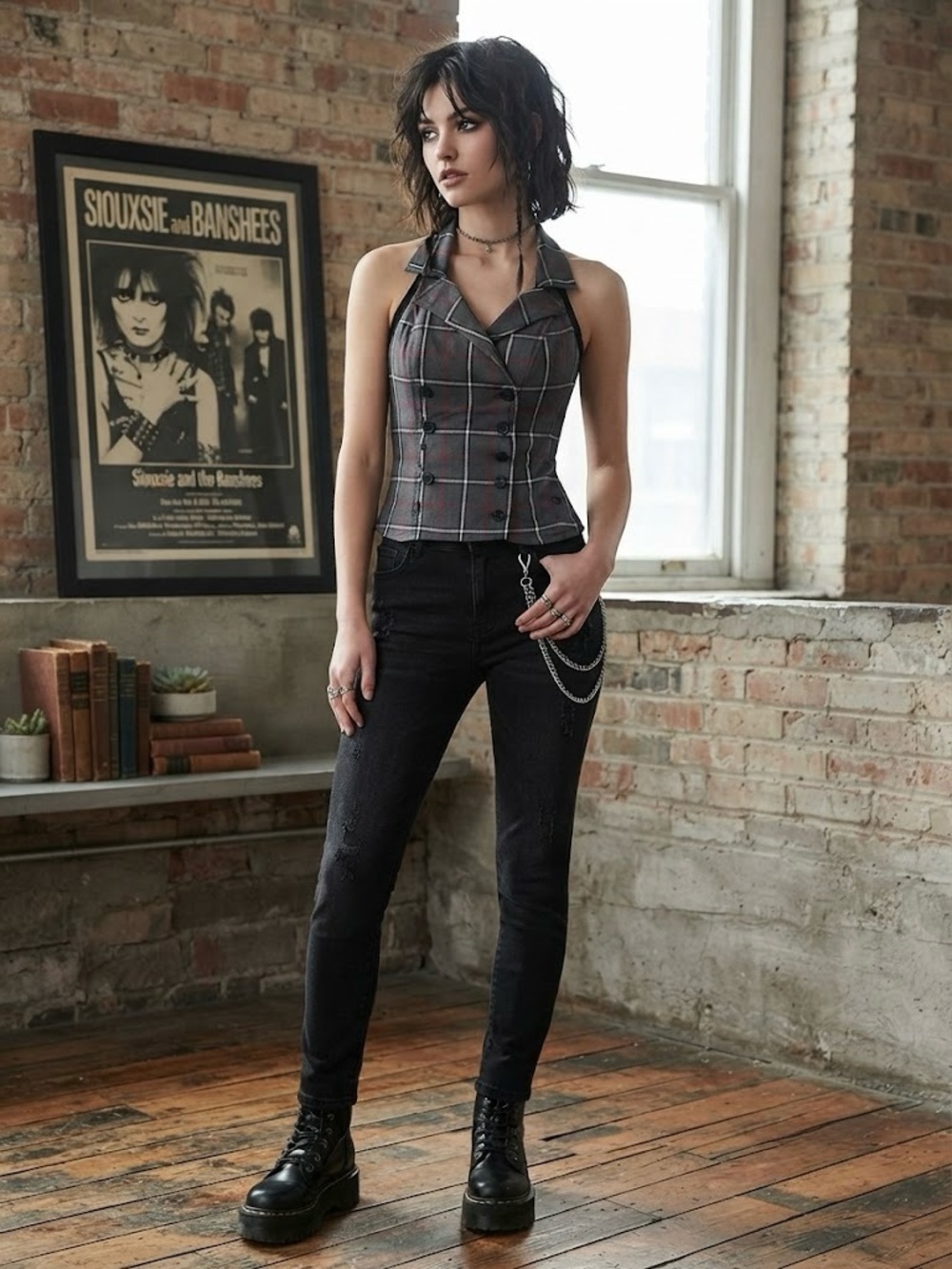 VTG Y2K Tripp NYC Plaid Halter Corset Vest Punk Goth Grunge Size Small Tartan